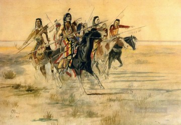 Caza de indios 1894 Charles Marion Russell Los indios americanos Pinturas al óleo